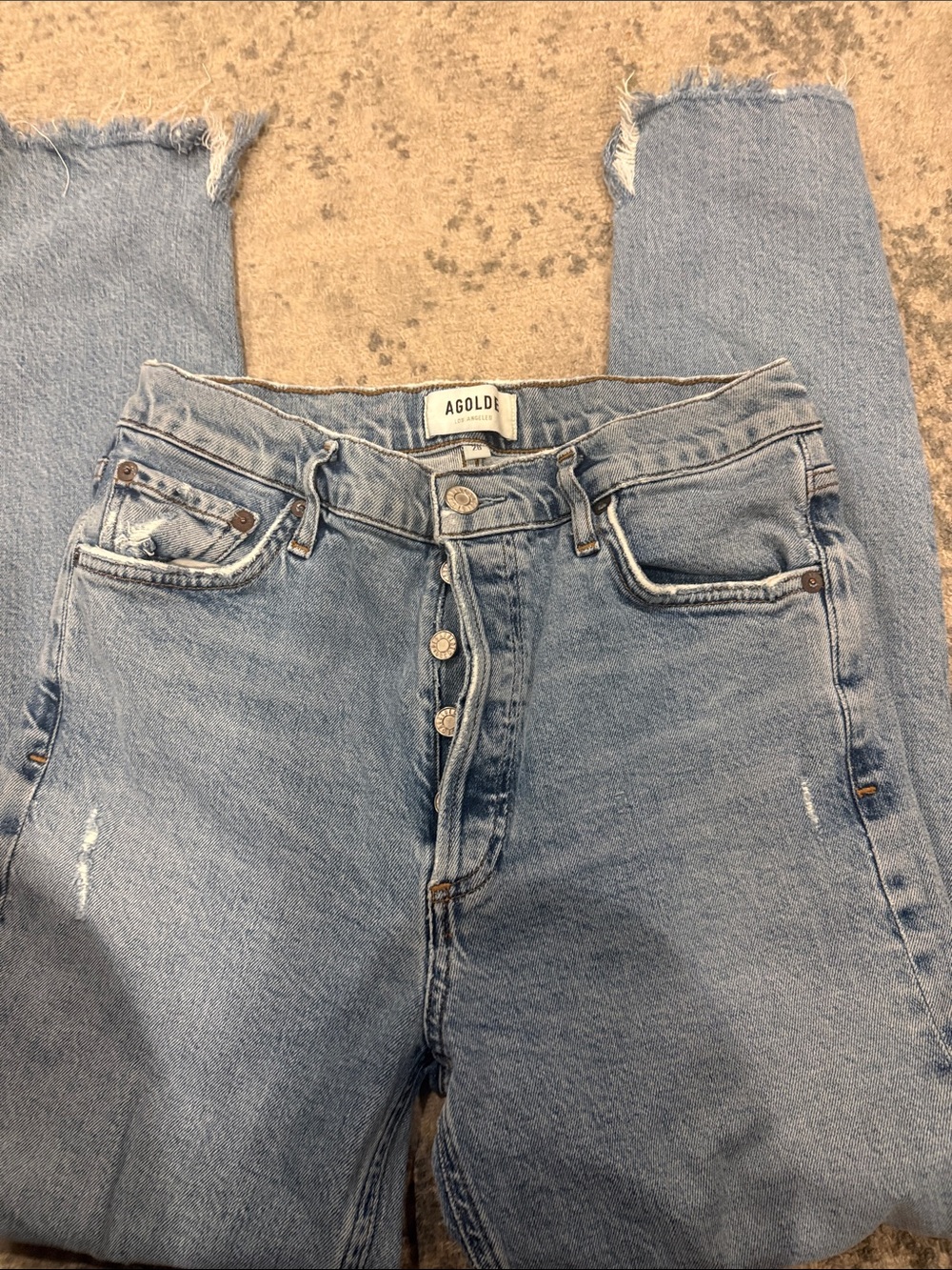 AGOLDE Women's Straight Leg Distressed Jeans in Blue